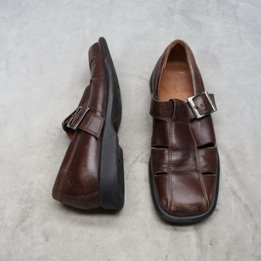 Ecco Mens 10.5 Fisherman Sandals Brown Leather‎ Buckle Strap Comfort Casual